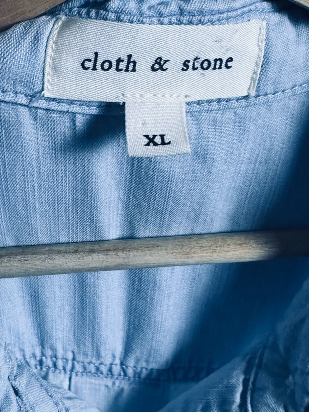 Cloth & Stone Anthropologie Sz S Relaxed Chambray Utility Romper Drawstring - Picture 6 of 10